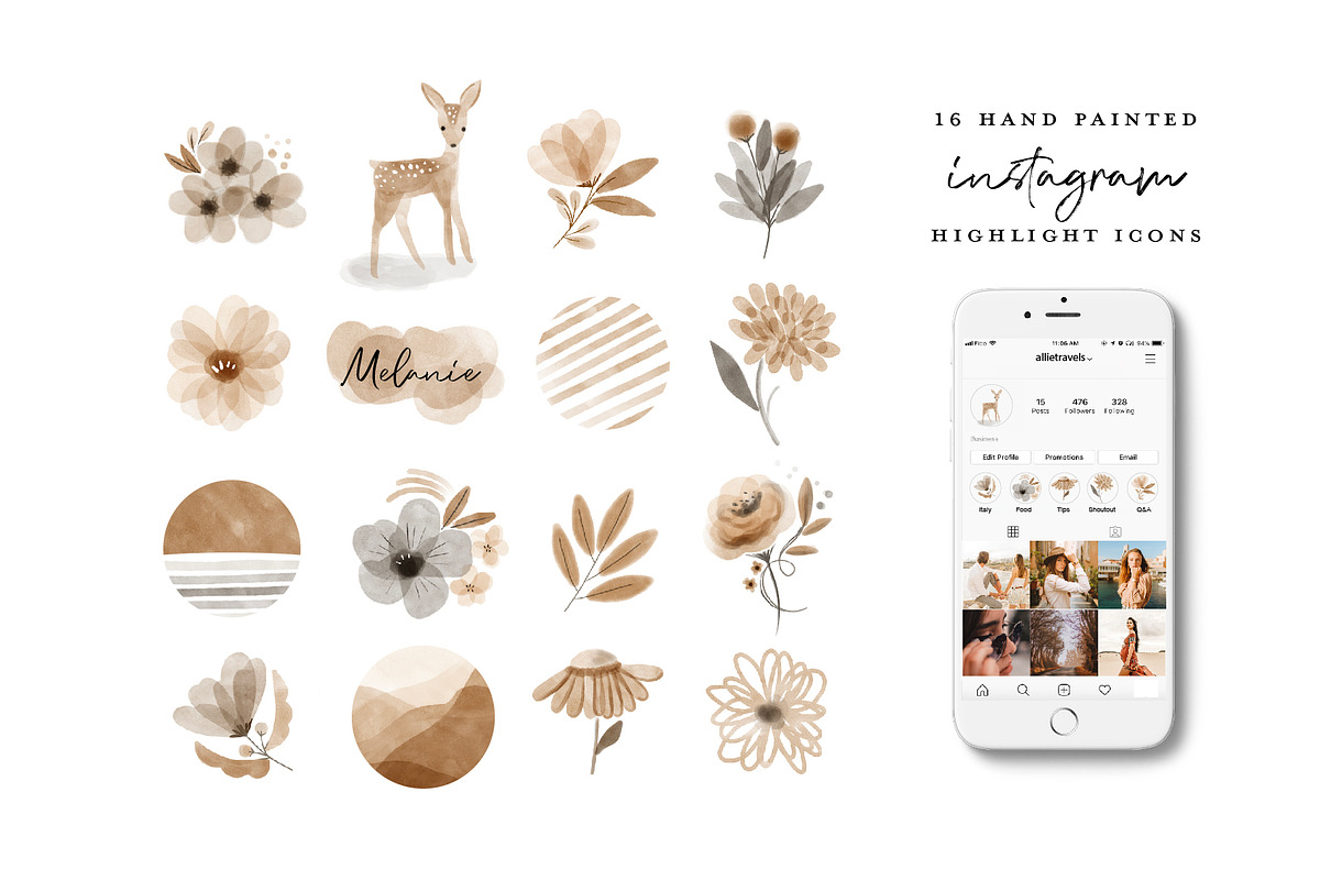 64 Watercolor Instagram Highlight, an Animal Illustration by beatriceviyiwi (Photo 2 of 5)