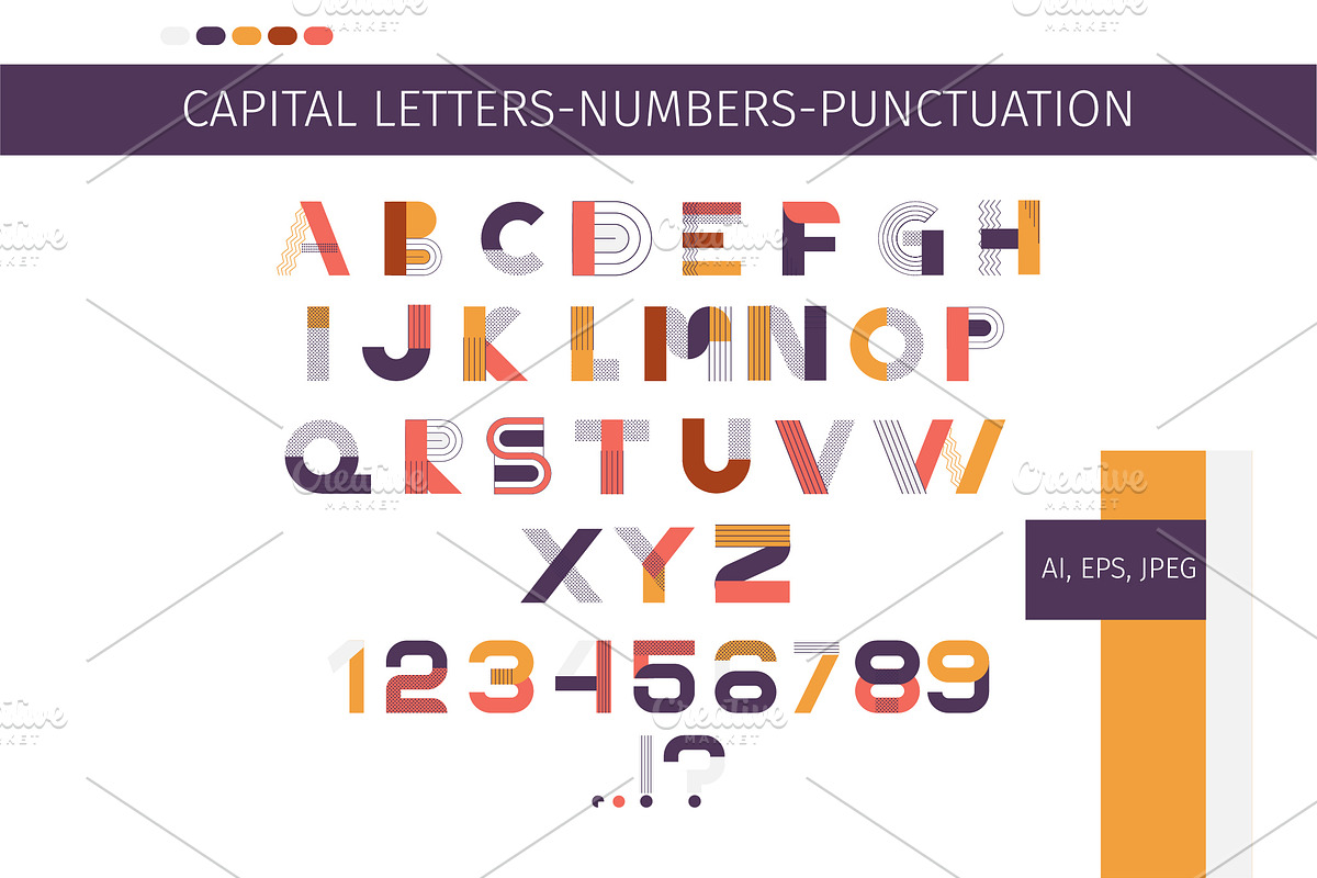Alphabet geometric letters, a Decorative Illustration by Iryna Danyliuk
