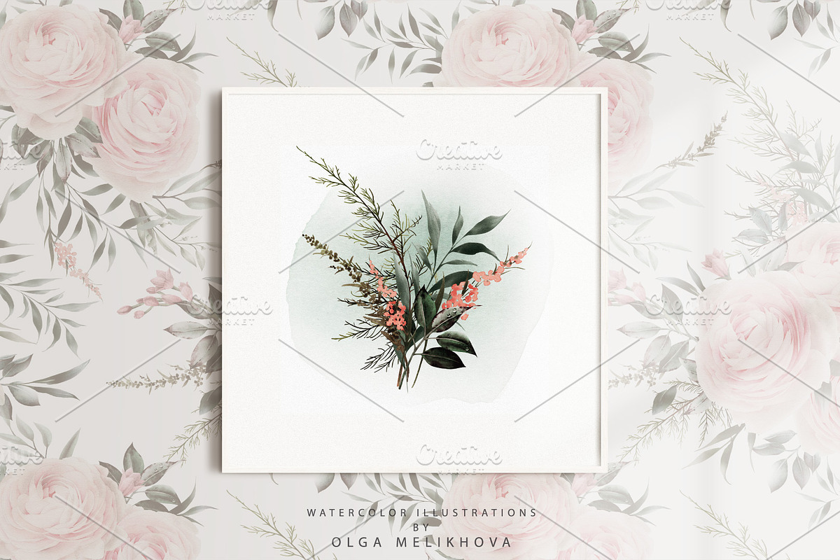 Watercolor flowers clipart (PNG), a Texture Illustration by ollalya (Photo 9 of 9)