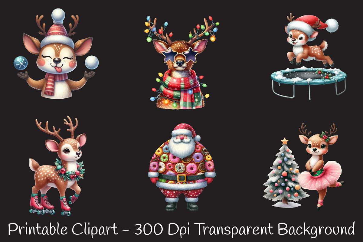 Quirky Santa & Reindeer Christmas Cl, an Illustration by RobertsArt (Photo 4 of 7)