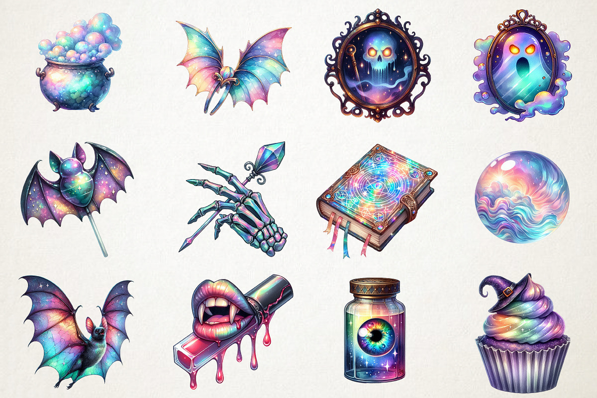 Iridescent Halloween Bundle, an Illustration by RobertsArt (Photo 5 of 7)