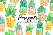 Watercolor pineapple clipart, an Illustration by Writelovely (Thumbnail 1 of 2)