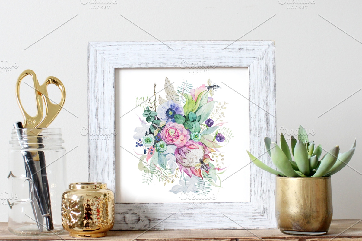 Bouquet of flowers. Watercolor., an Illustration by OlgaAlekseenko (Photo 3 of 4)