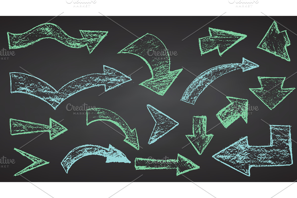 Set crayon hand drawn pastel arrows, an Object Illustration by Zimages