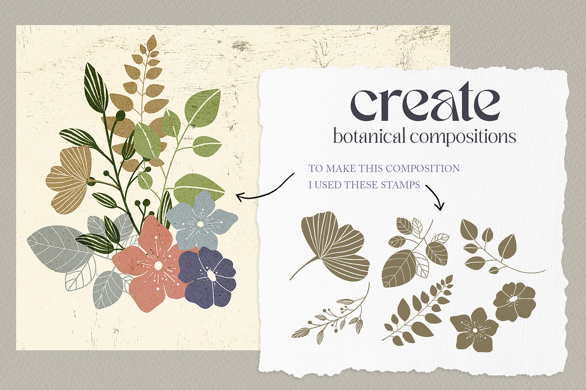 Botanical Procreate Stamp Brushes, a Brush Add-On by Busy May Studio