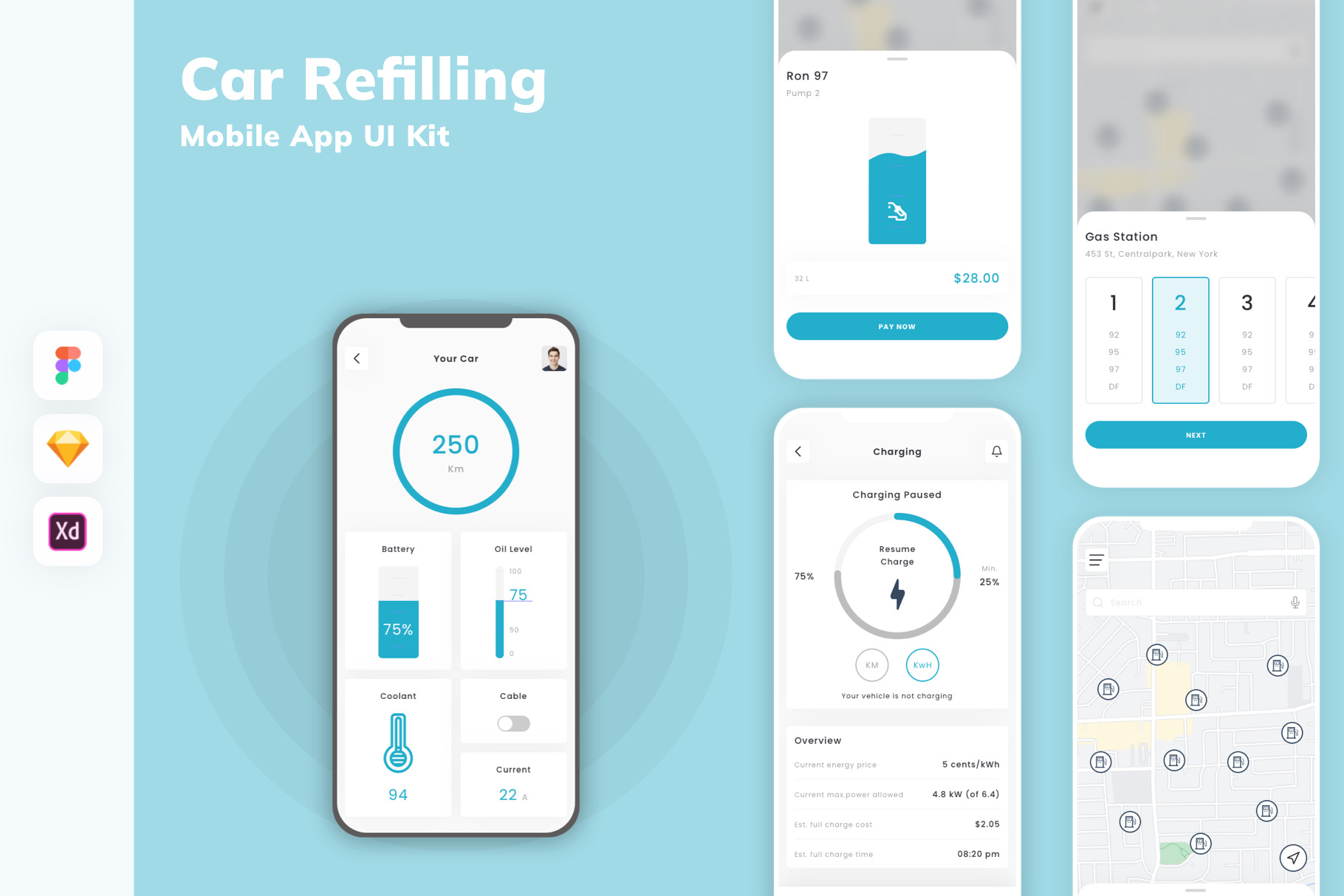 Car Refilling Mobile App UI Kit, an UI Kit Template by uicube