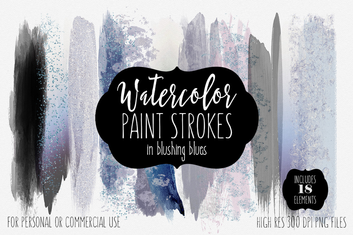 Blushing Blues Watercolor Strokes, a Texture Illustration by ClipartBrat Graphics (Photo 1 of 2)