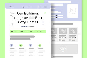 Building Wireframe Landing Page, an UI Kit Template by CreativeShaper