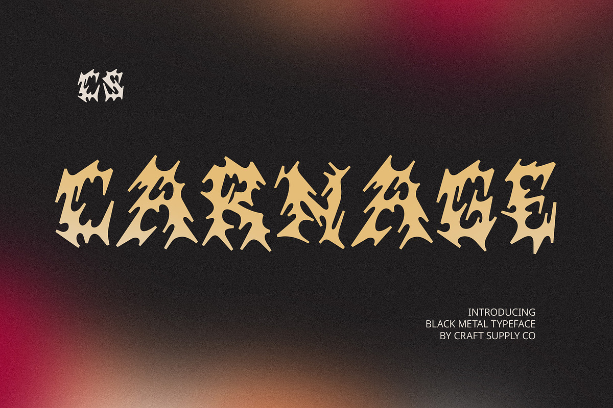 CS Carnage – Black Metal Font, a Blackletter Font by Craft Supply Co. (Photo 1 of 8)