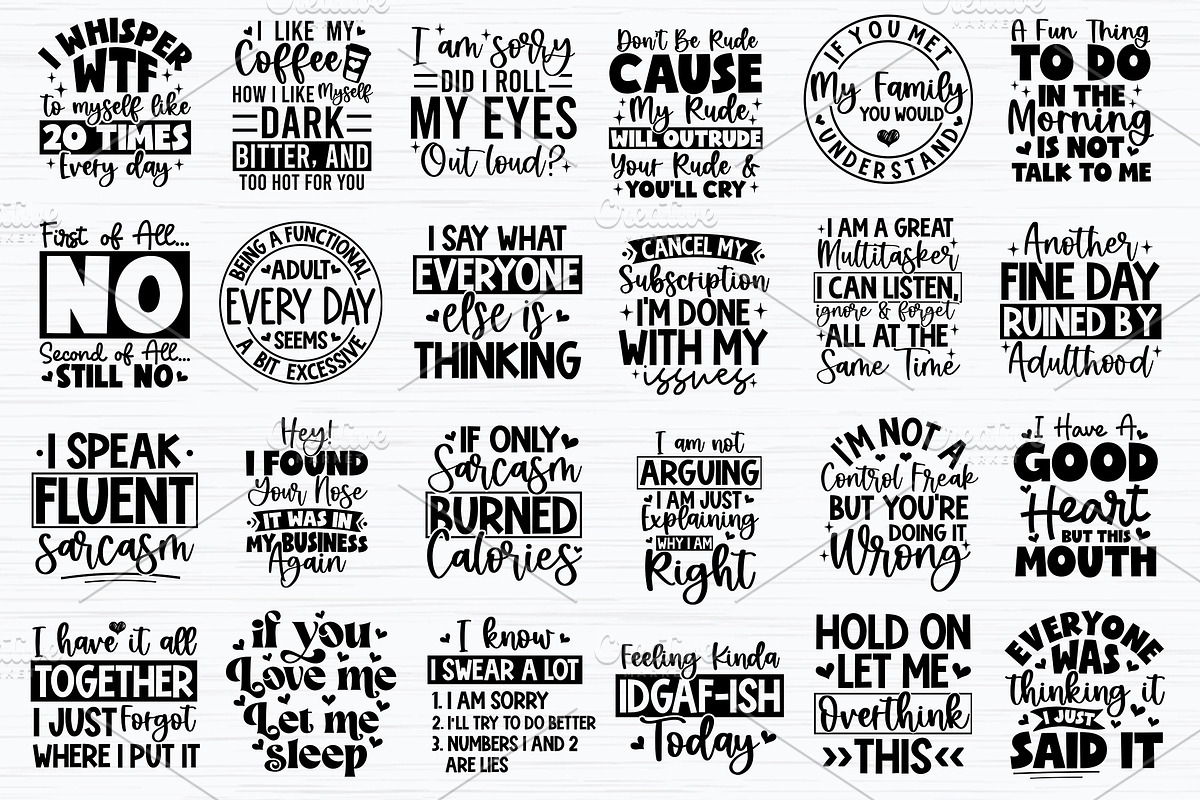 Funny Quotes SVG Bundle, Sarcasm SVG, a Graphic by Designer302 (Photo 3 of 53)