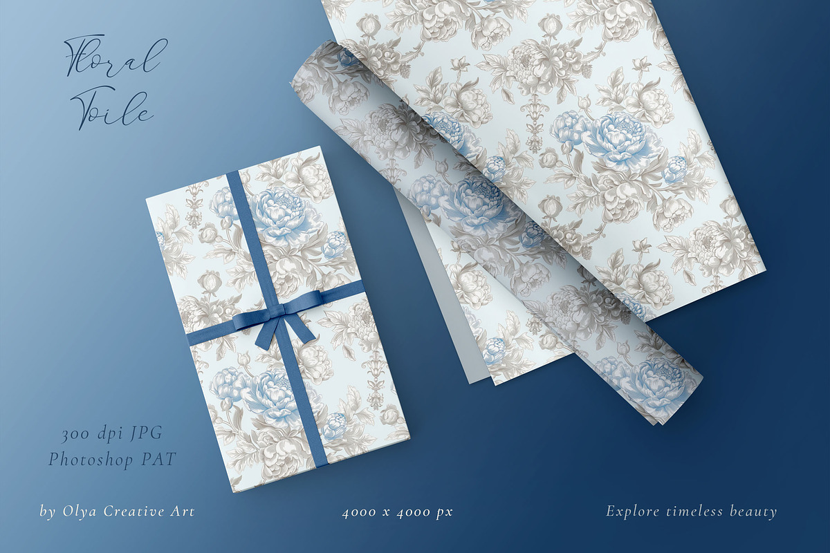 Floral Toile Print Design Patterns, a Pattern Graphic by Olya Creative (Photo 28 of 29)