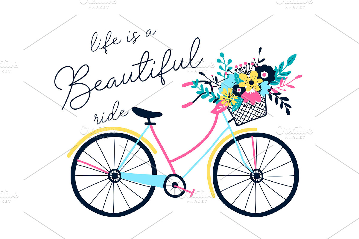 Bicycle and slogan vector., a Texture Illustration by Black_sun
