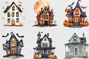 Watercolor Halloween House Clipart, an Illustration by Black Bird Studio (Thumbnail 4 of 6)