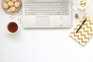 Clean flat lay styled desk photo containing flat lay, modern, and clean