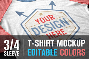 3/4 Sleeve T-Shirt Mockup