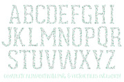 Mint & Grey Floral Alphabet Vectors, an Illustration by Amanda Ilkov (Thumbnail 5 of 5)
