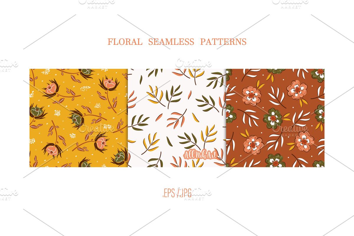 Autumn Wildflowers Digital Paper Set, a Pattern Graphic by AllNikArt (Photo 3 of 6)