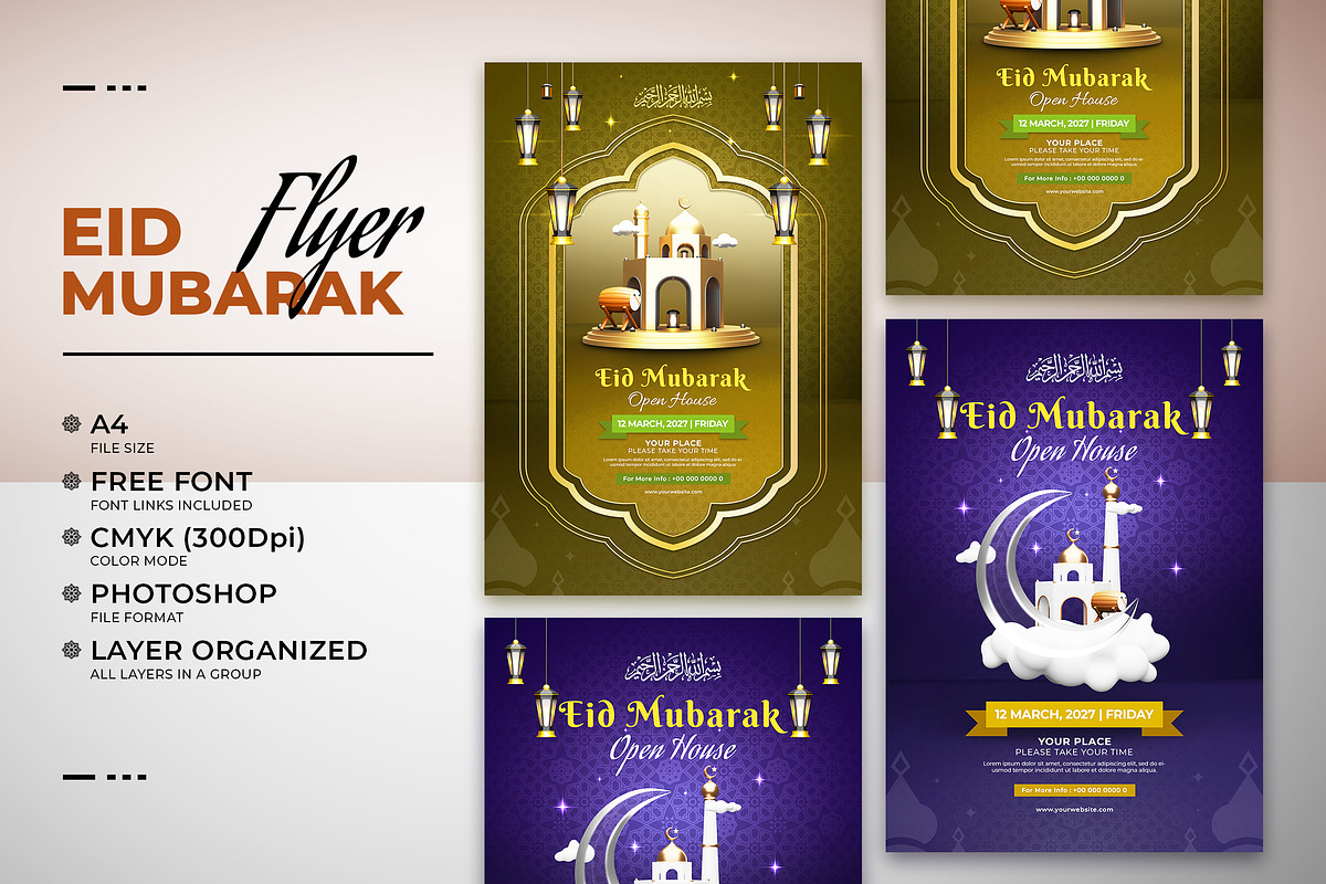 Luxury Eid Mubarak Flyer Template, a Flyer Template by Modaldesain (Photo 1 of 2)