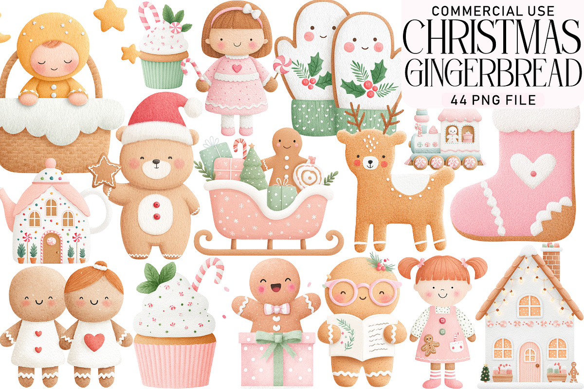 Christmas Gingerbread Png Clip Art, an Illustration by Daily.Designs (Photo 1 of 5)
