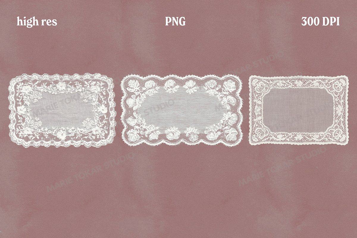 Vintage Fabric Doilies Bundle PNG, an Object Graphic by Marie T (Photo 18 of 24)