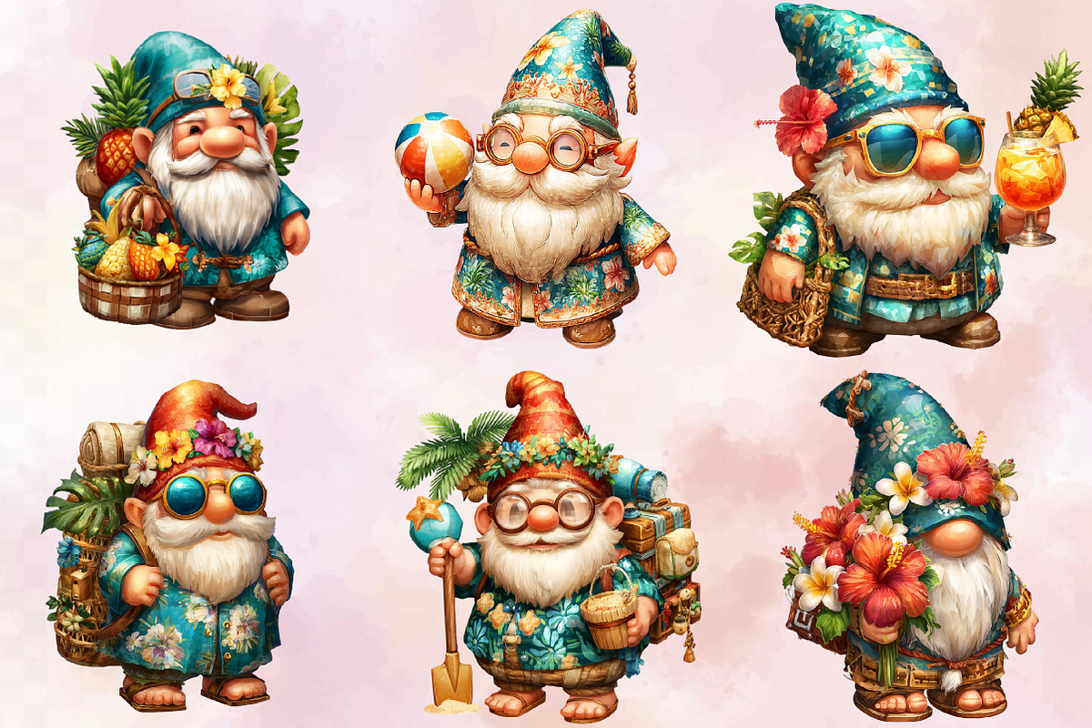 Summer Gnome Clipart Bundle, an Illustration by SVGArt (Photo 5 of 9)