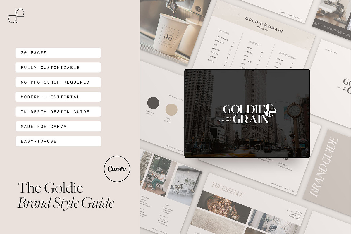 Goldie Brand Style Guide Template, a Product Mockup by Chloe Leonard Studio (Photo 1 of 6)