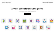 AI Video Generator and Editing Icons, a Solid Icon by Wencory (Thumbnail 1 of 2)