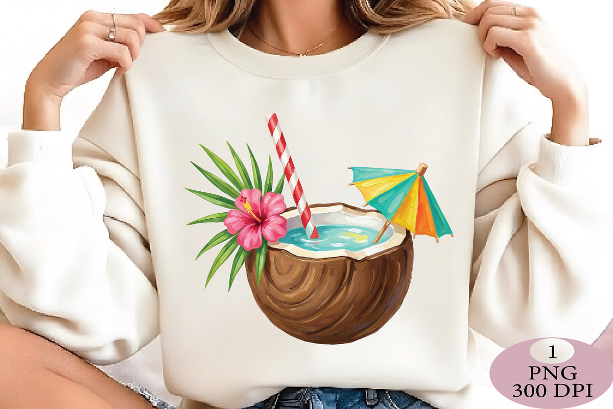 Fresh Coconut Drink, Summer Tropical, an Illustration by Daily.Designs (Photo 2 of 5)