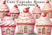 Cute Cupcake House Clipart, an Illustration by Libby Wishes (Thumbnail 1 of 7)