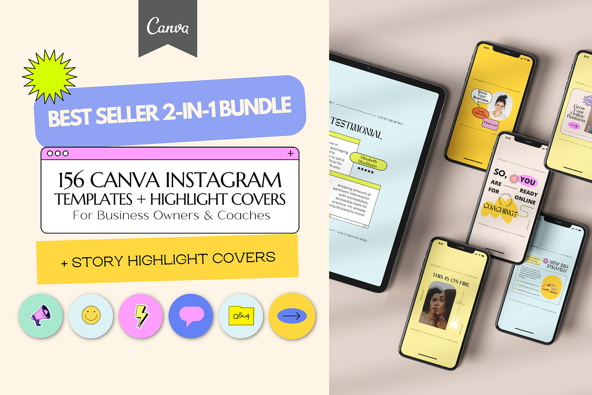 Best-Seller 2in1 Canva Insta Bundle, a Social Media Template by Guavamelo Studio (Photo 1 of 17)