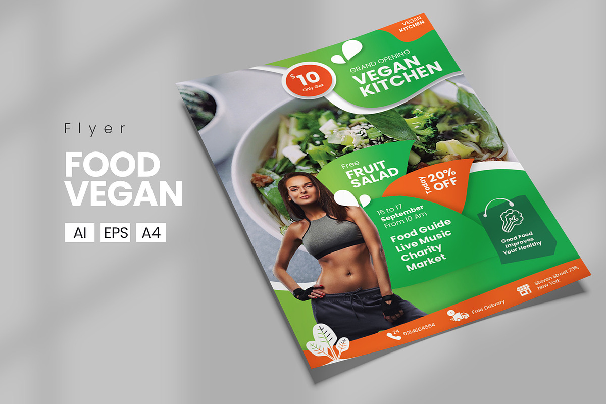 Food Vegan Flyer, a Flyer Template by Stock Shape (Photo 1 of 2)