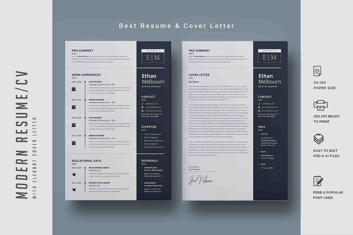 328. Modern Resume Template, a Stationery Template by CreativeRezwan (Photo 2 of 3)