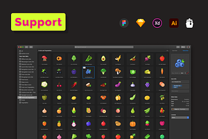 Fruits And Vegetables Icons