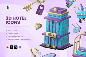 3D Hotel Icons