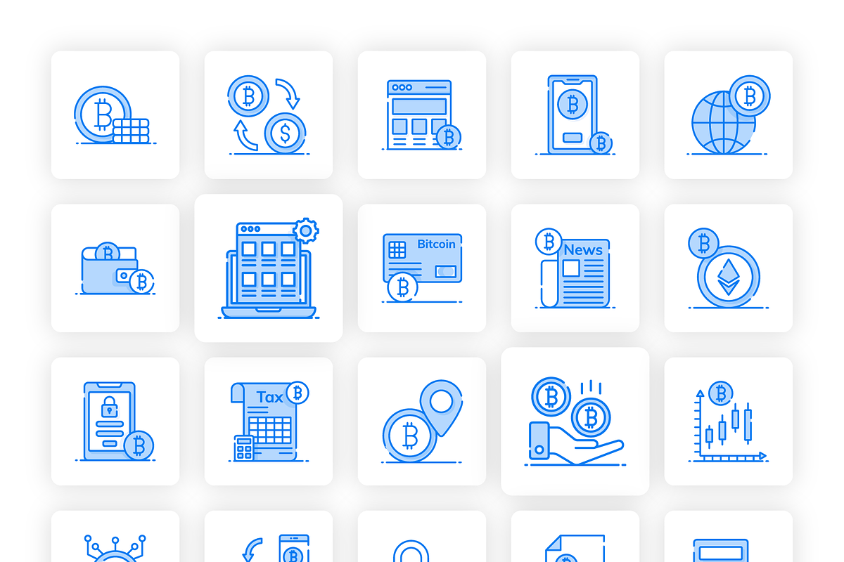 Bitcoin and Blockchain Icons, an Outline Icon by Brickclay (Photo 6 of 7)