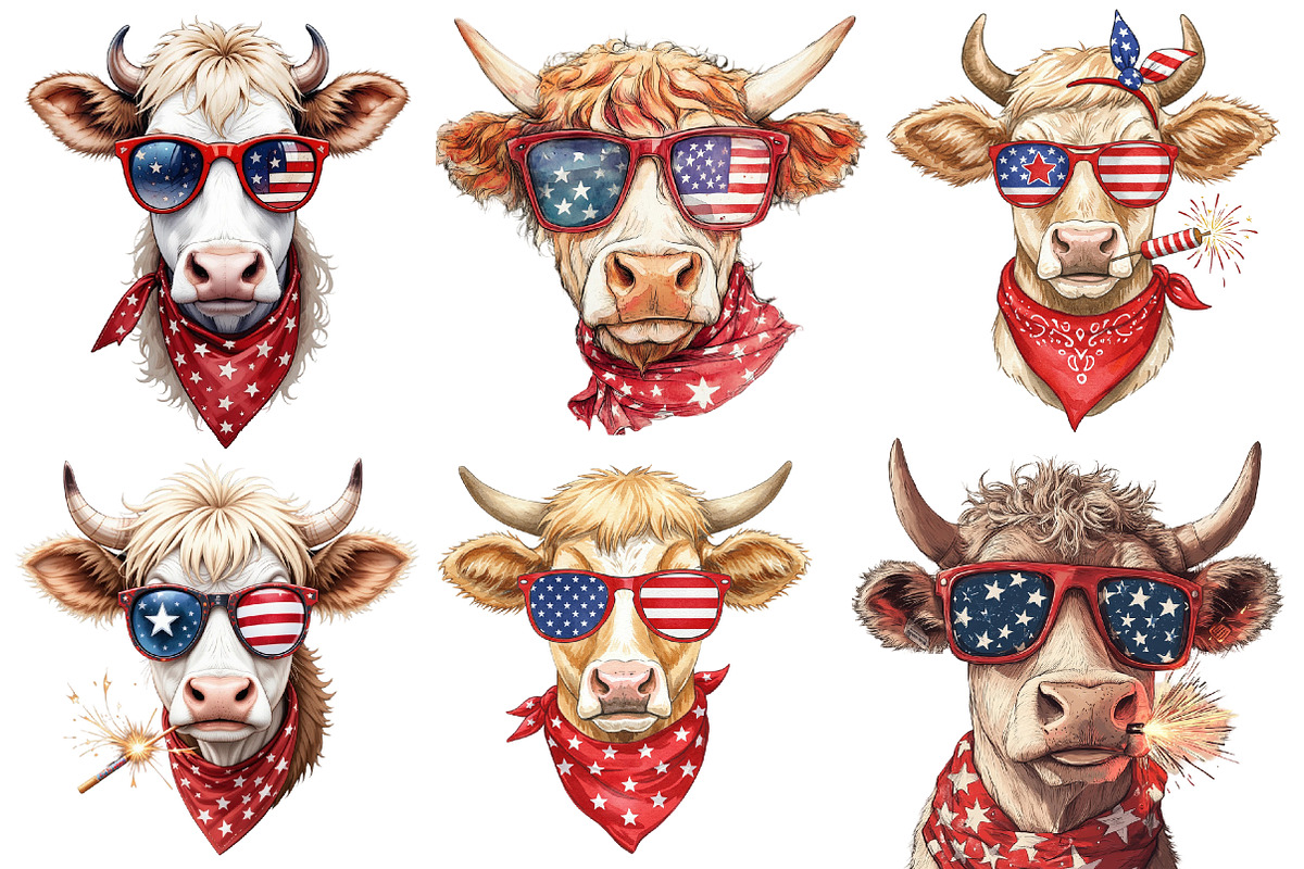 4th of July Heifer Png, Patriotic Co, an Illustration by Sublimation Artist (Photo 2 of 6)