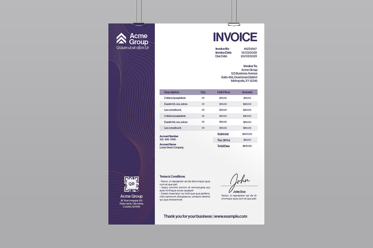 Invoice Template, a Stationery Template by BrandPacks (Photo 3 of 4)