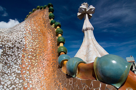 Rooftop of the house Casa Batllo designed by Antoni Gaudi.