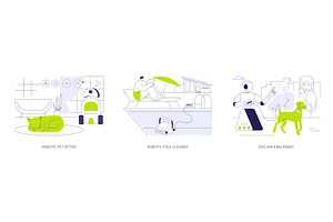 Household robots isolated cartoon, a Technology Illustration by Visual Generation