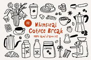 COFFEE BREAK whimsical line art set, a Food Illustration by Madiwaso (Thumbnail 1 of 9)