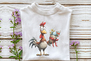 Whimsical Easter Chicken Clipart, an Illustration by OK Design (Thumbnail 6 of 6)