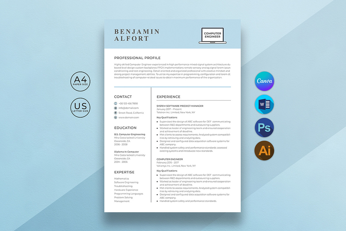 Engineer Resume, a Resume Template by DesignDevisers (Photo 1 of 11)