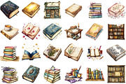 Watercolor Vintage Books Clipart PNG, an Illustration by Sublimation Artist (Thumbnail 2 of 6)