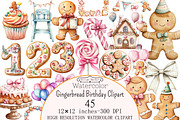 Gingerbread Birthday Clipart, a Seasonal Illustration by Design Market (Thumbnail 1 of 5)