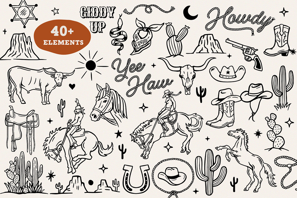 Hand-drawn Western Illustrations, an Illustration by cd-design.co (Photo 2 of 8)