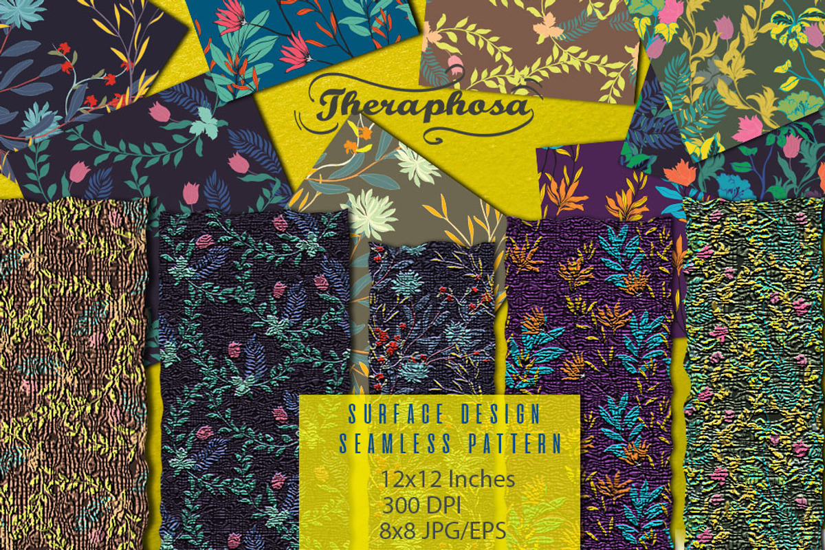 8JPG/EPS seamless floral pattern, a Pattern Graphic by Theraphosath (Photo 2 of 6)