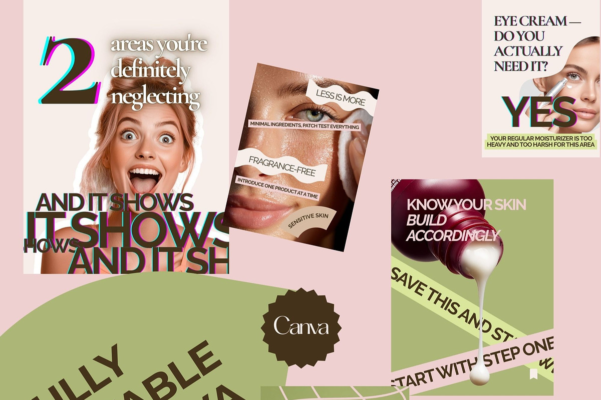 Skincare Instagram Carousel Canva, a Social Media Template by MOAROShop (Photo 5 of 9)