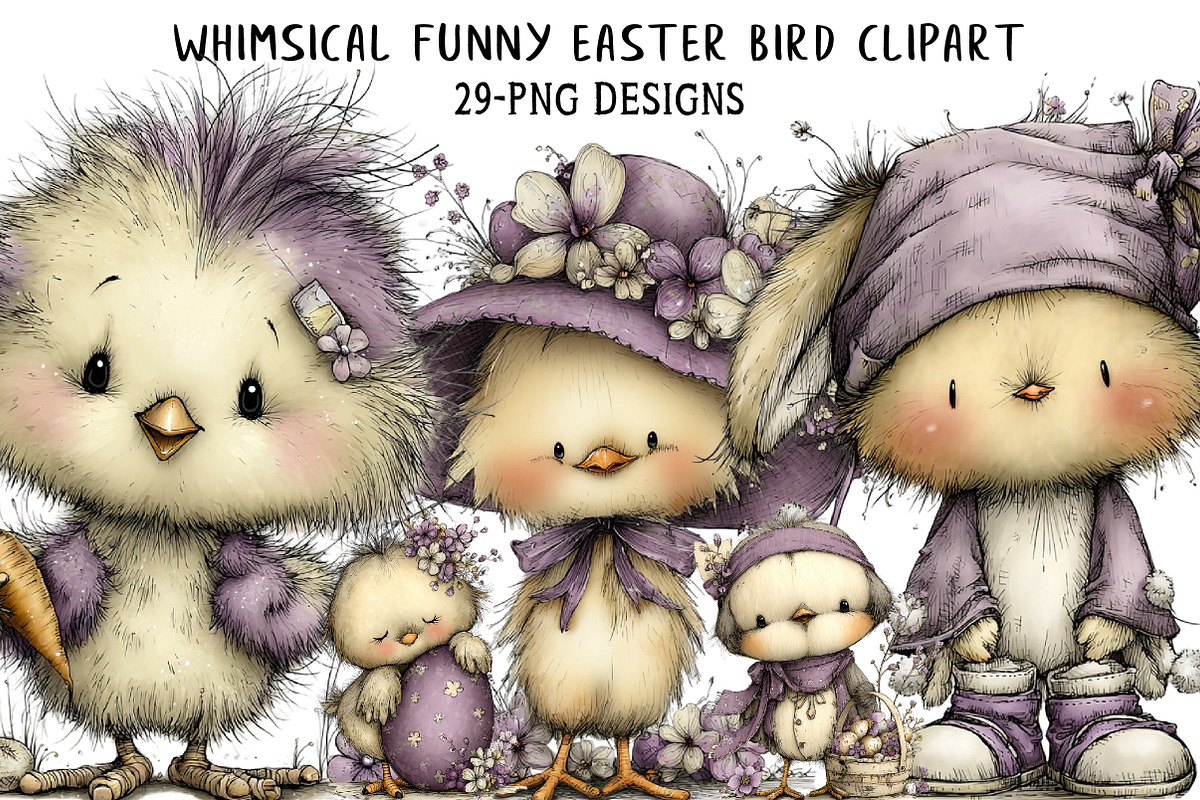 Whimsical Funny Easter Bird Clipart, an Illustration by Daily.Designs (Photo 1 of 7)