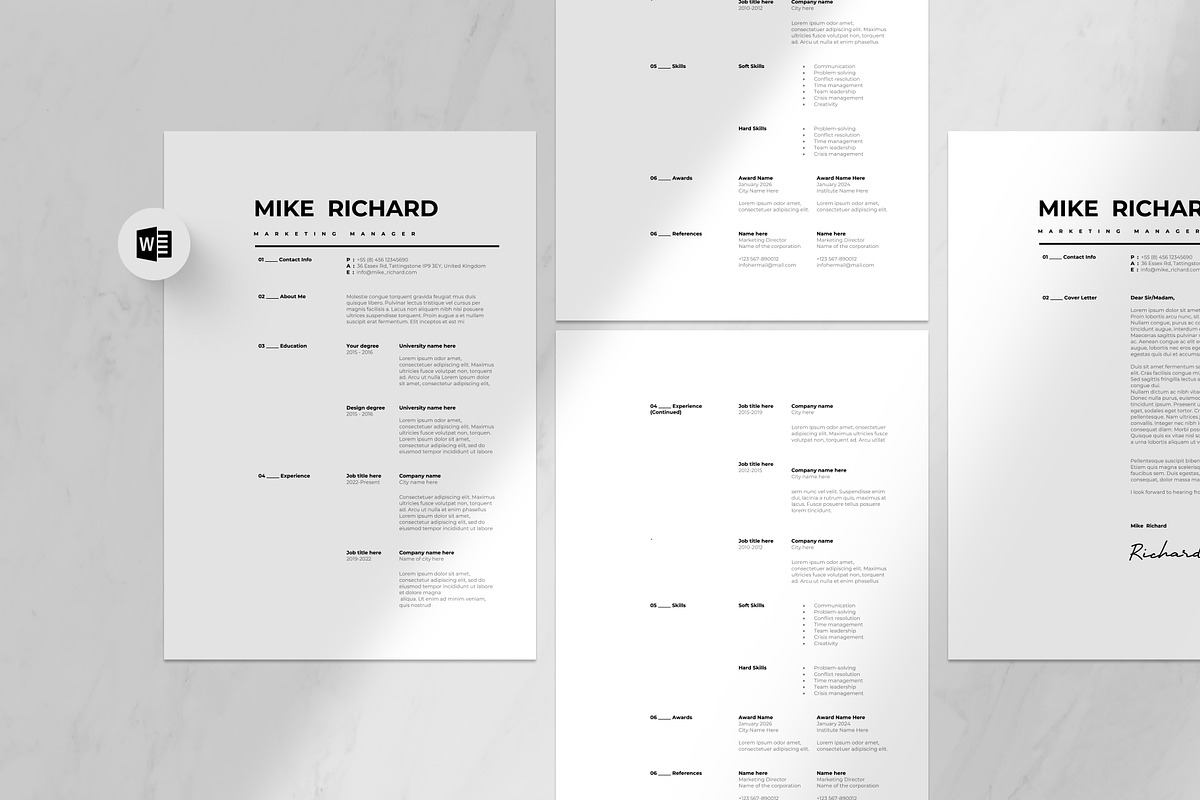 Black Resume and Business Card, a Resume Template by Lunaria (Photo 3 of 8)