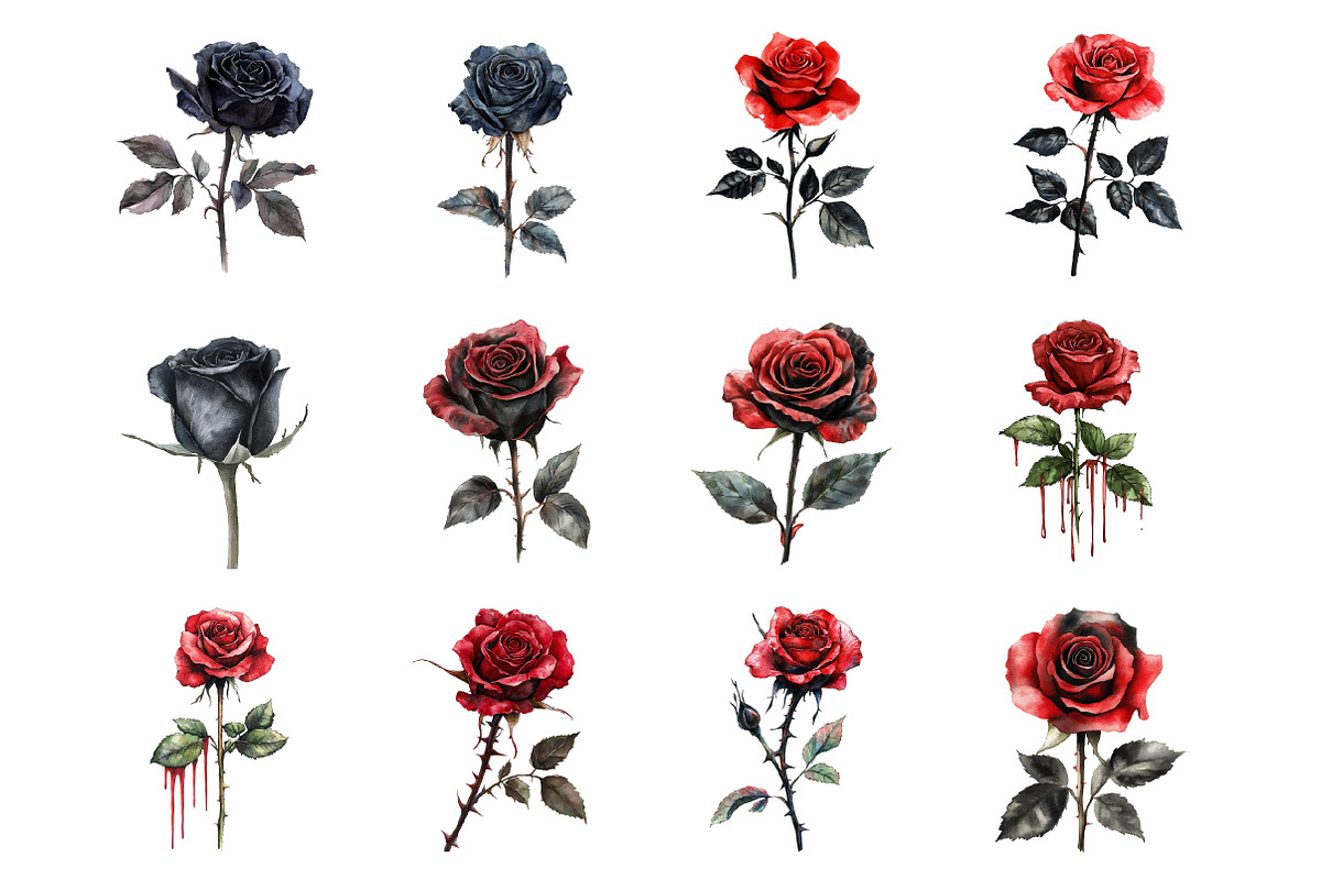 Valentine Black and Red Gothic Rose, an Illustration by Design Market (Photo 3 of 3)